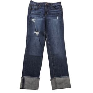 1822 denim size 6 cuffed bottom denim blue jeans  stretch comfort casual teacher